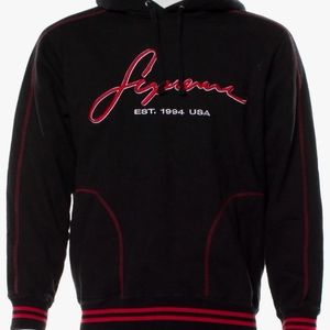 XL Supreme Hooded Sweatshirt. Embroidered "supreme" in cursive. Est. 1994.